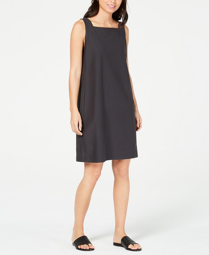 Eileen Fisher Square-Neck Washable Crepe Shift Dress - Macy's