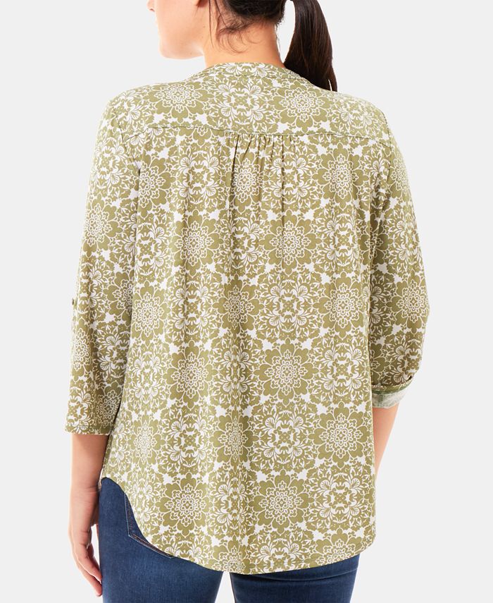 NY Collection Pleated RollTab Sleeve Top Macy's