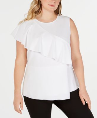 Calvin Klein - Plus Size Ruffled Scuba Crepe Top