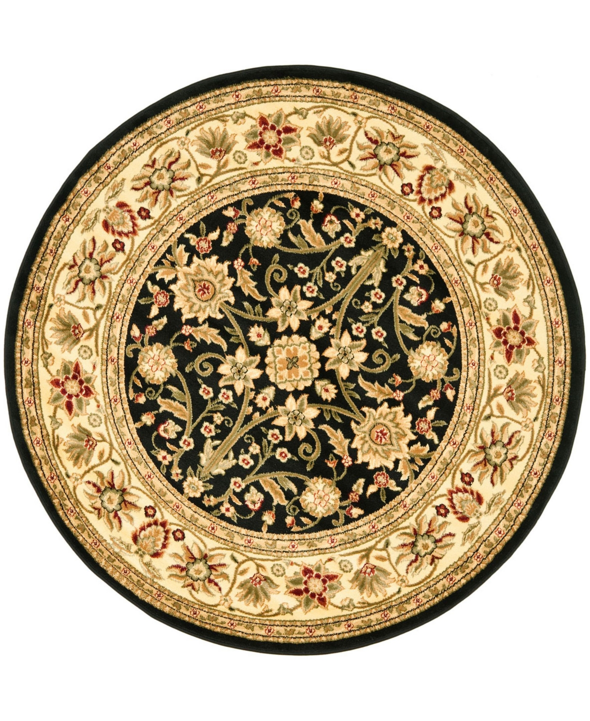 Safavieh Lyndhurst Black and Ivory 8' x 8' Round Area Rug - Black Grou