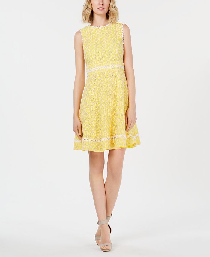 Calvin Klein Eyelet A-Line Dress & Reviews - Dresses - Women - Macy's