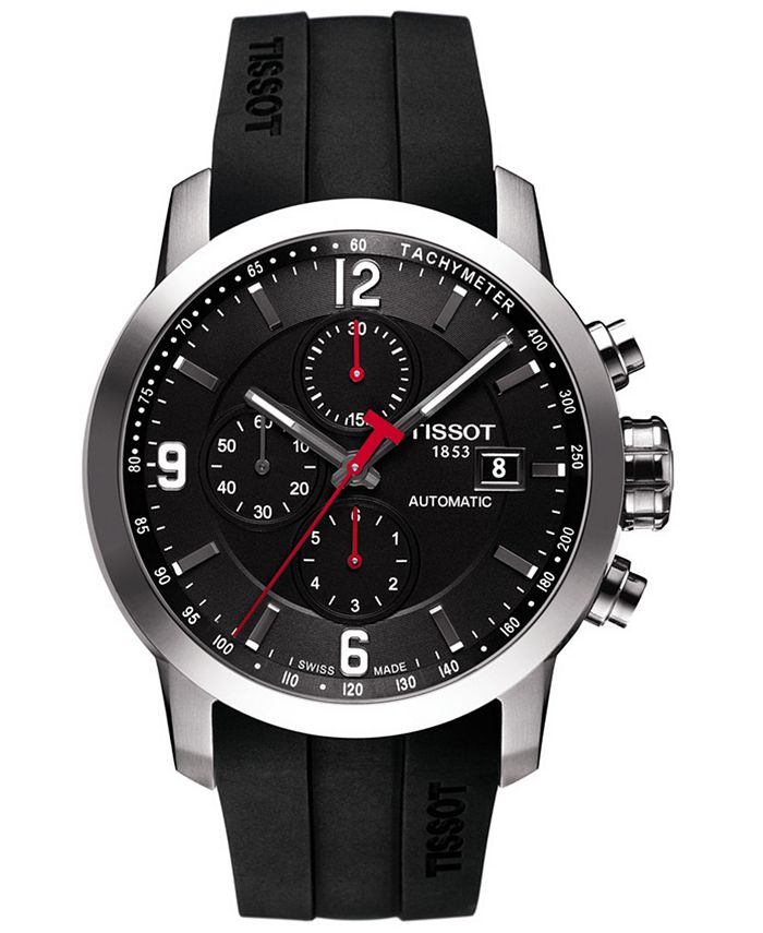 Tissot Men's Swiss Automatic Chronograph T-Sport PRC 200 Black Silicone ...