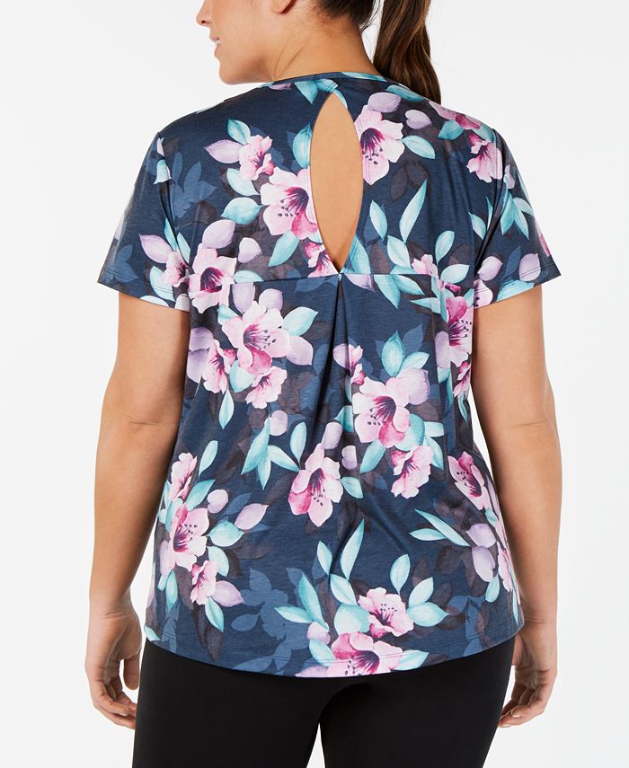 Ideology Plus Size Printed Keyhole-Back Top, Created for Macy's - Macy's