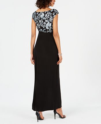 Connected Embroidered-Top Side-Ruched Gown - Macy's