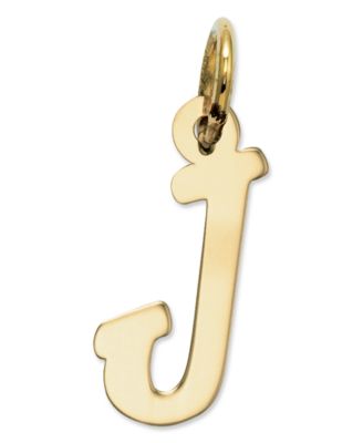 Macy's - 14k Gold Charm, Small Script Initial J Charm