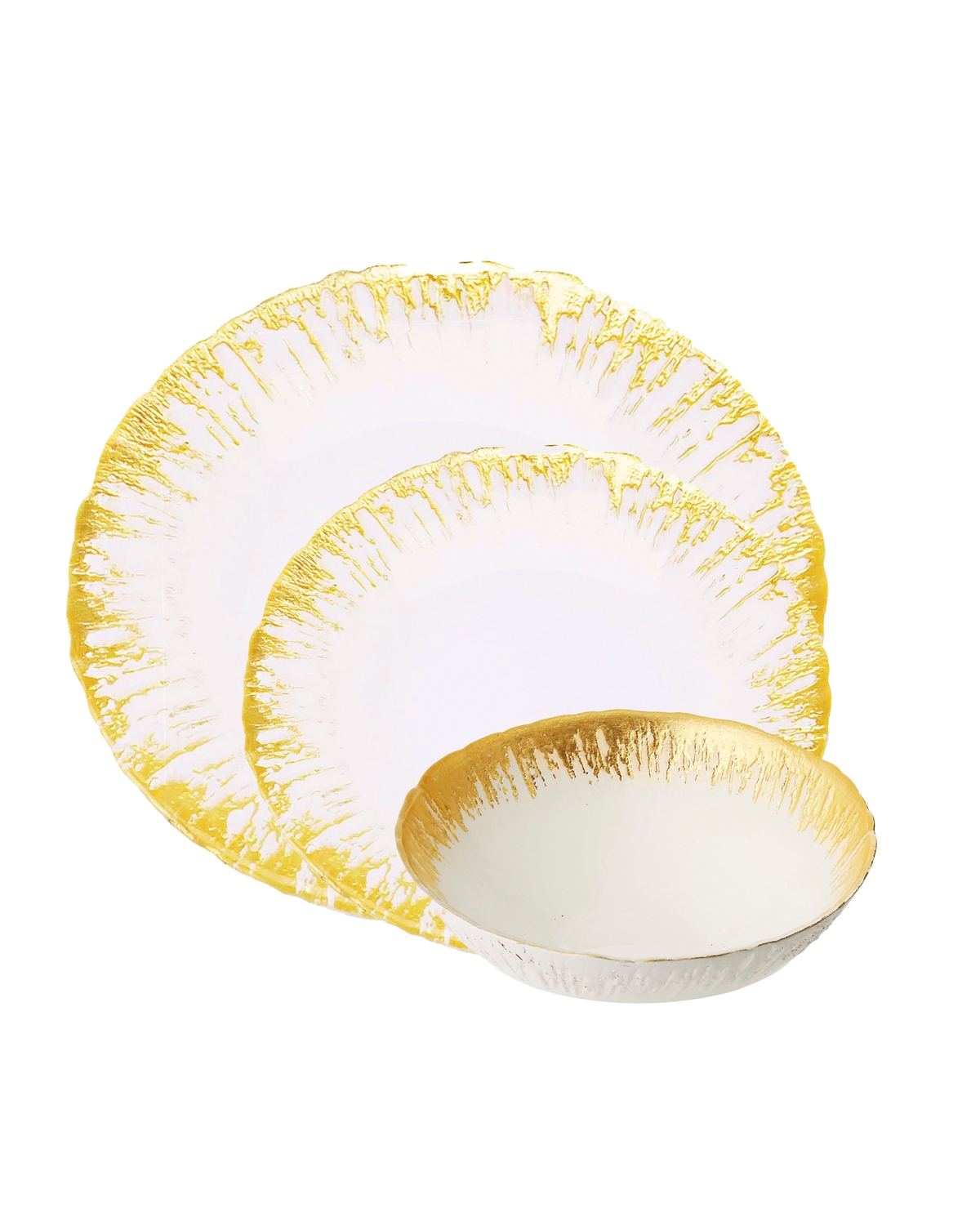 12 Piece Milky Glass Dinnerware Set - Gold