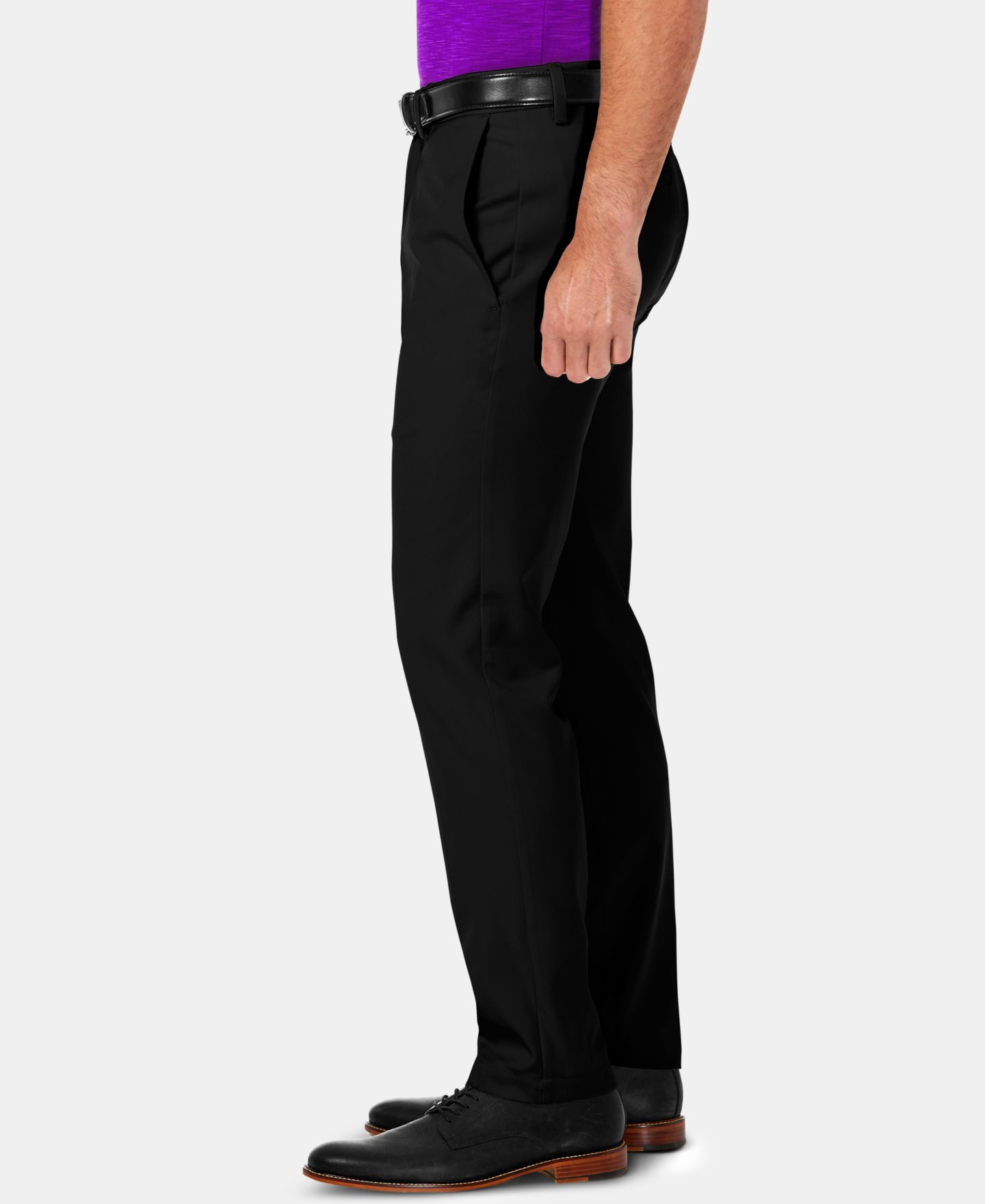 Мужские брюки Haggar Cool 18 Pro Slim-Fit 4-Way Stretch Moisture-Wicking Non-Iron Dress Pants, цвет: Чёрный — фото 3