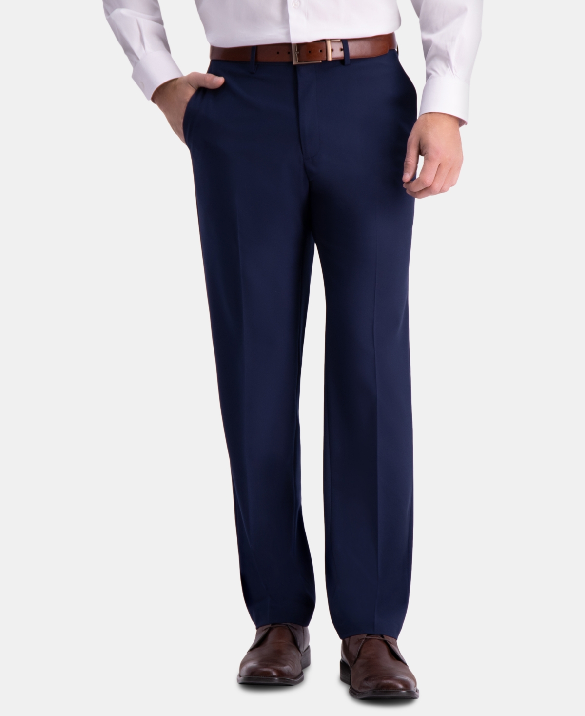 J.m. Haggar Men's Straight-Fit 4-Way Stretch Flat-Front Dress Pants - Blue