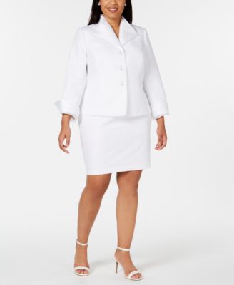 Chiffon-Trim Jacquard Skirt Suit 