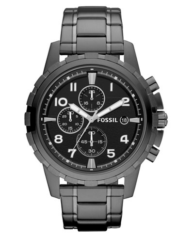 Fossil Men's Chronograph Dean Smoke Ion Plated Stainless Steel Bracelet ...