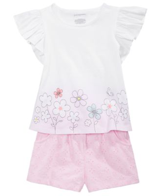 First Impressions Baby Girls Peony Flutter Top & Shorts Separates, Created for Macy's 