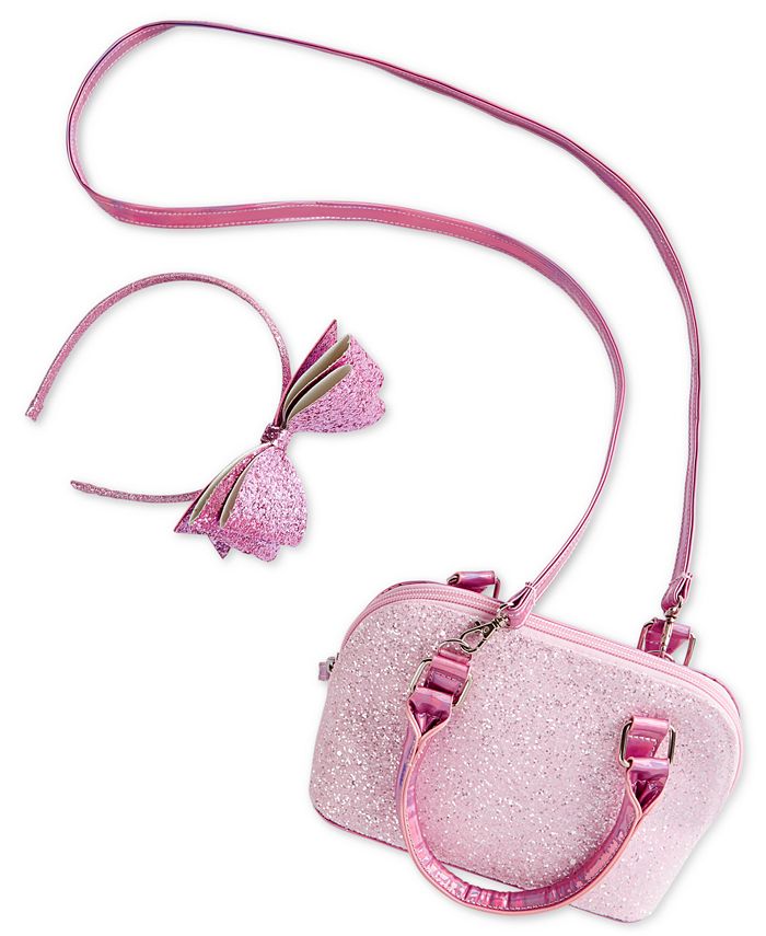 Frozen On the Verge Little & Big Girls Pink Glitter Bag & Headband Set ...