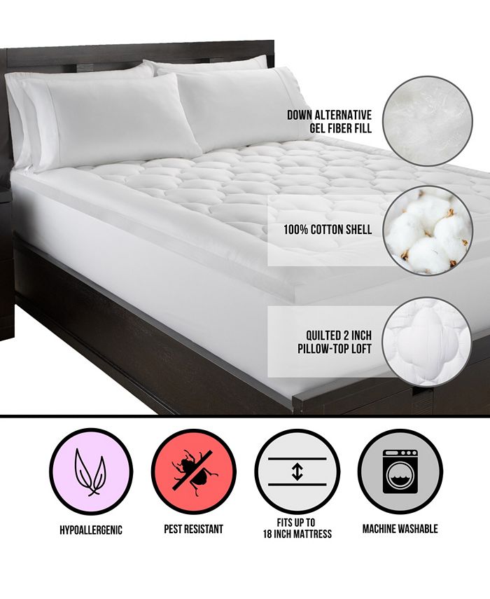 Ella Jayne Lofty 100 Cotton Plush Gel Fiber Filled Mattress Pad