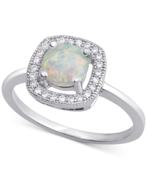 image of Blue Topaz (1/2 ct. t.w.) & Cubic Zirconia Ring in Sterling Silver (Also Available in Imitation Opal & Rhodolite Garnet)