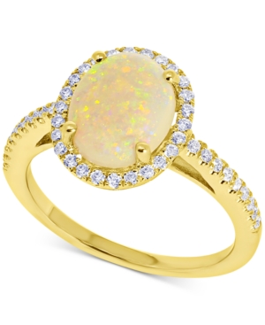 image of Opal (1-3/8 ct. t.w.) & Diamond (1/3 ct. t.w.) Statement Ring in 14k Gold