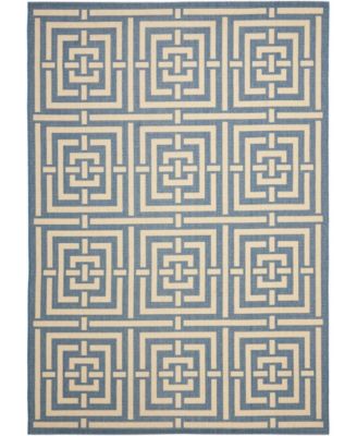 Courtyard CY6937 Blue and Bone 5'3" x 7'7" Outdoor Area Rug