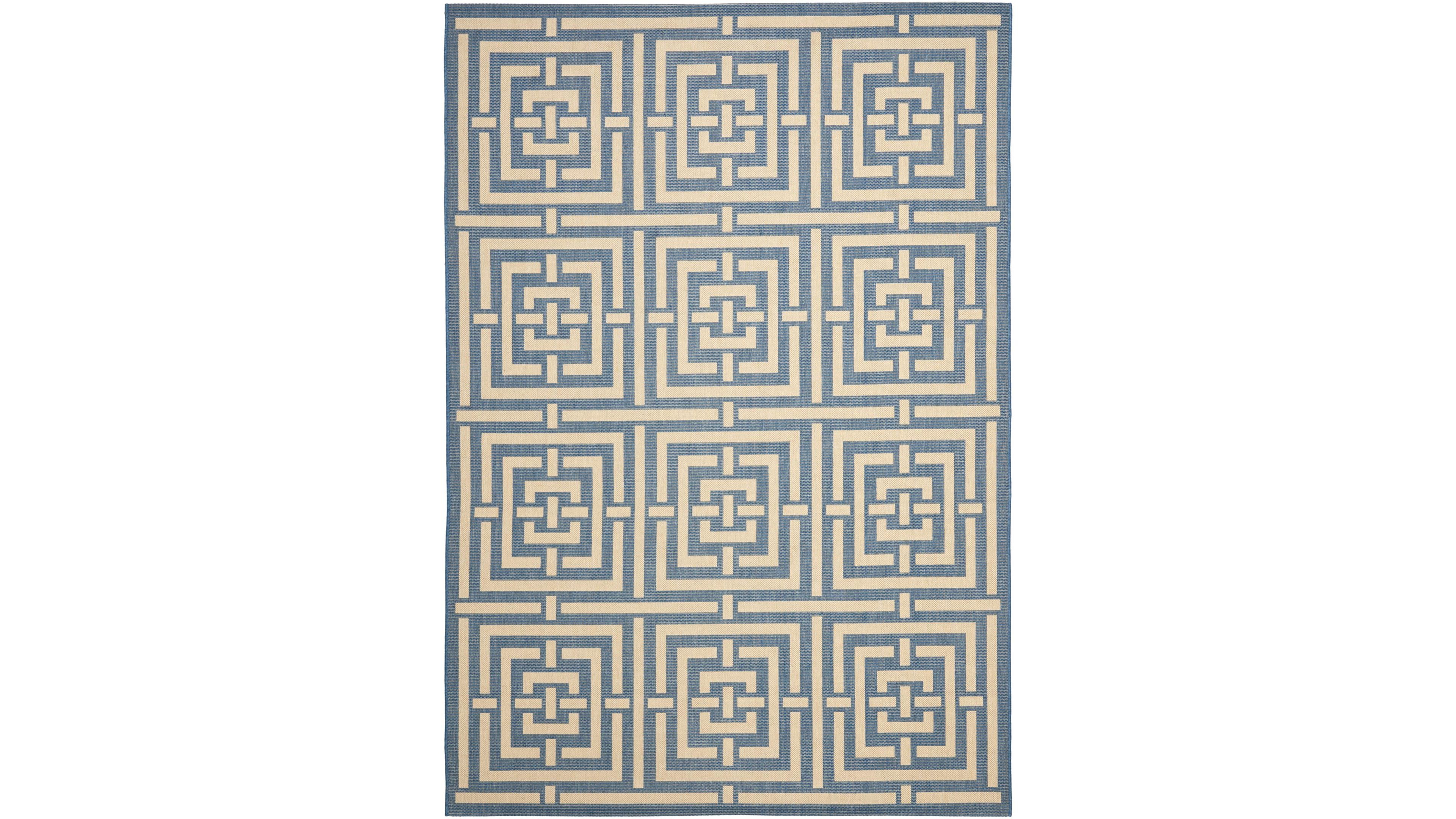 Safavieh Courtyard CY6937 Blue and Bone 5'3" x 7'7" Outdoor Area Rug