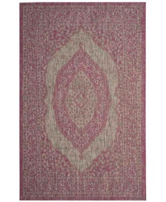 Courtyard CY8751 Light Gray and Fuchsia 8' x 11' Sisal Weave Outdoor Area Rug