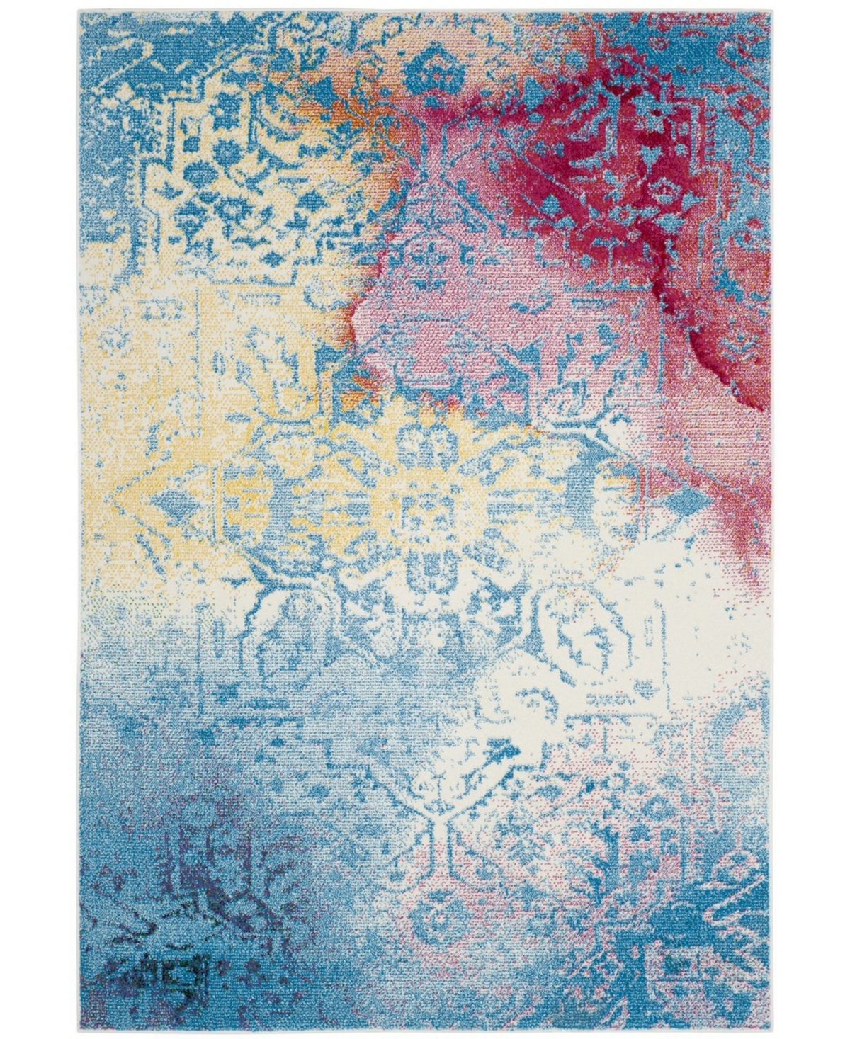 Safavieh Watercolor Light Blue and Light Yellow 6'7in x 9' Area Rug - Light Blue