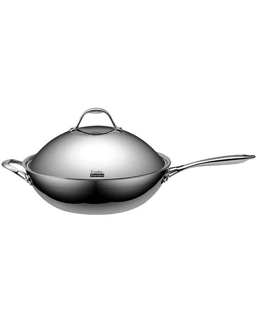Cooks Standard 13" MultiPly Clad Stainless Steel Wok Stir Fry Pan with