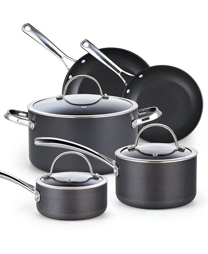 Cooks Standard 8-Piece Nonstick Hard Anodized Cookware Set, Pots and Pans  Set Includes Saucepans, Stockpot, Frying Pans, Lids, Black
