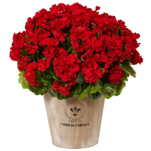 Nearly Natural Geranium Silk Flowering Plant in Farmhouse Planter Uv Resistant