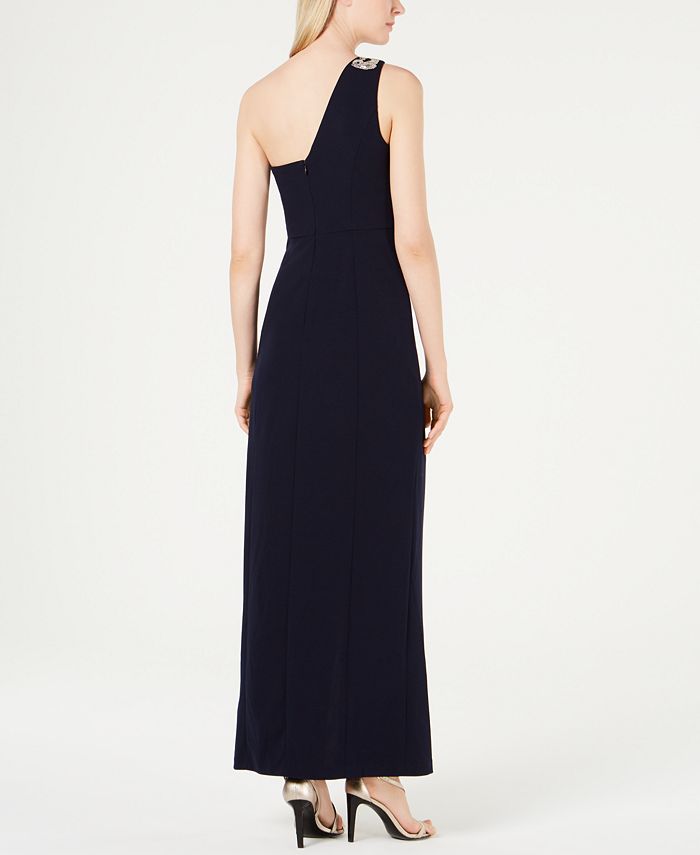 Calvin Klein Bling Beaded One-Shoulder Gown - Macy's