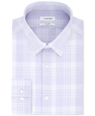 Calvin Klein - Men's STEEL Slim-Fit Non-Iron Performance Stretch Purple Check Dress Shirt