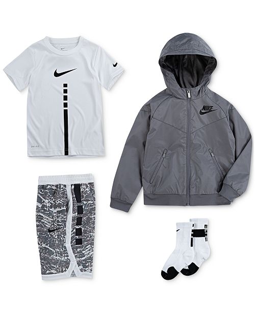 Nike Little Boys Hooded Windrunner Jacket Elite Stripe T Shirt
