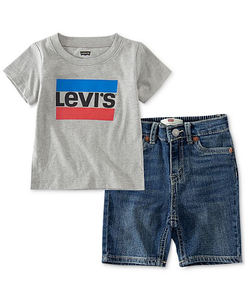 Levi S Baby Boys 2 Pc T Shirt Denim Shorts Set Created For