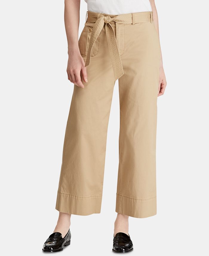 Lauren Ralph Lauren Wide-Leg Twill Paperbag Pants - Macy's