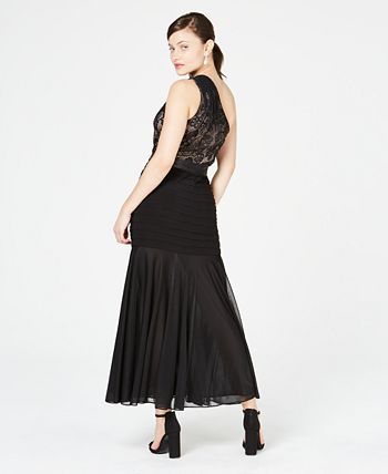 Betsy & adam embellished lace hot sale mermaid gown