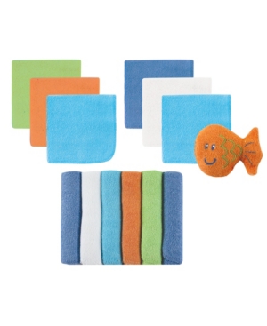 Luvable Friends Washcloths with Toy 13-Piece Set Blue and Green One Size