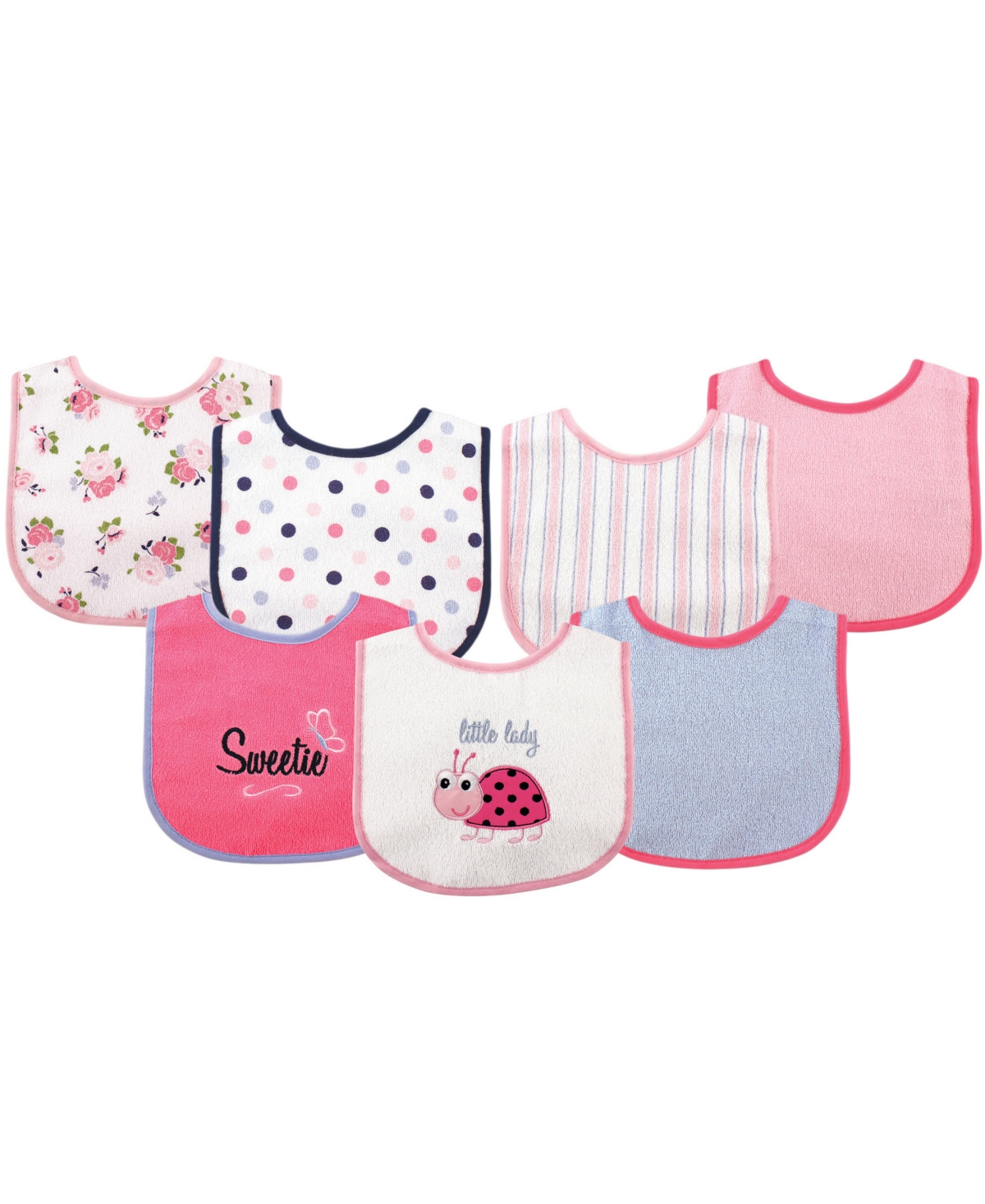 Luvable Friends Girls 7Pk Terry and Peva Bibs