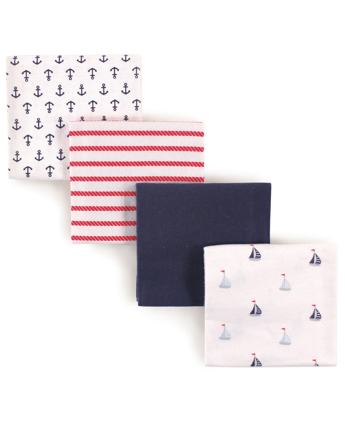 Luvable Friends Baby Girl Cotton Flannel Receiving Blankets, Girl Clouds 7-Pack, One Size - Sailboat