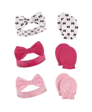 Hudson Baby Headbands and Scratch Mittens 6-Piece Set 0-6 Months