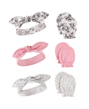 Hudson Baby Headbands and Scratch Mittens 6-Piece Set 0-6 Months