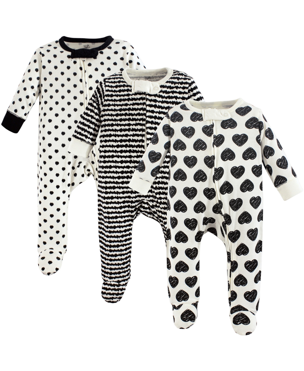 Touched by Nature Baby Girls Baby Organic Cotton Zipper Sleep and Play 3pk, Tulip