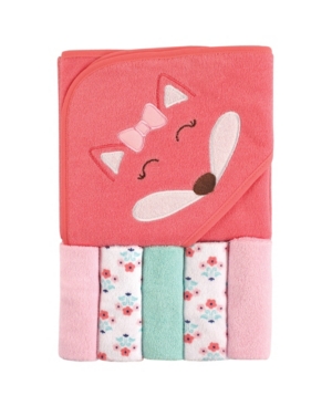 Luvable Friends Hooded Towel with Washcloths 6-Piece Set One Size