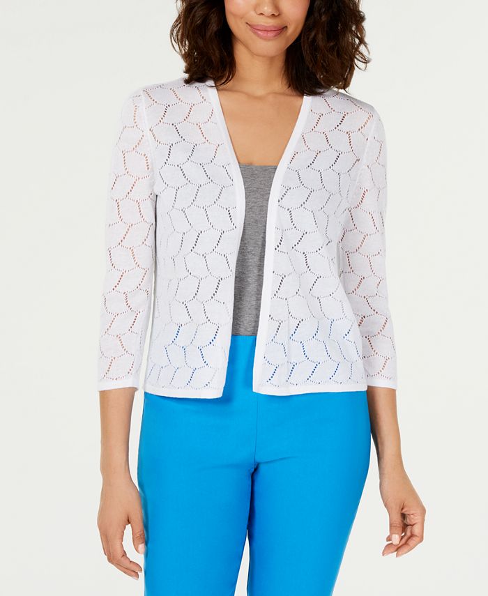 Charter Club Women's Pointelle Duster Cardigan Black Size Petite Small