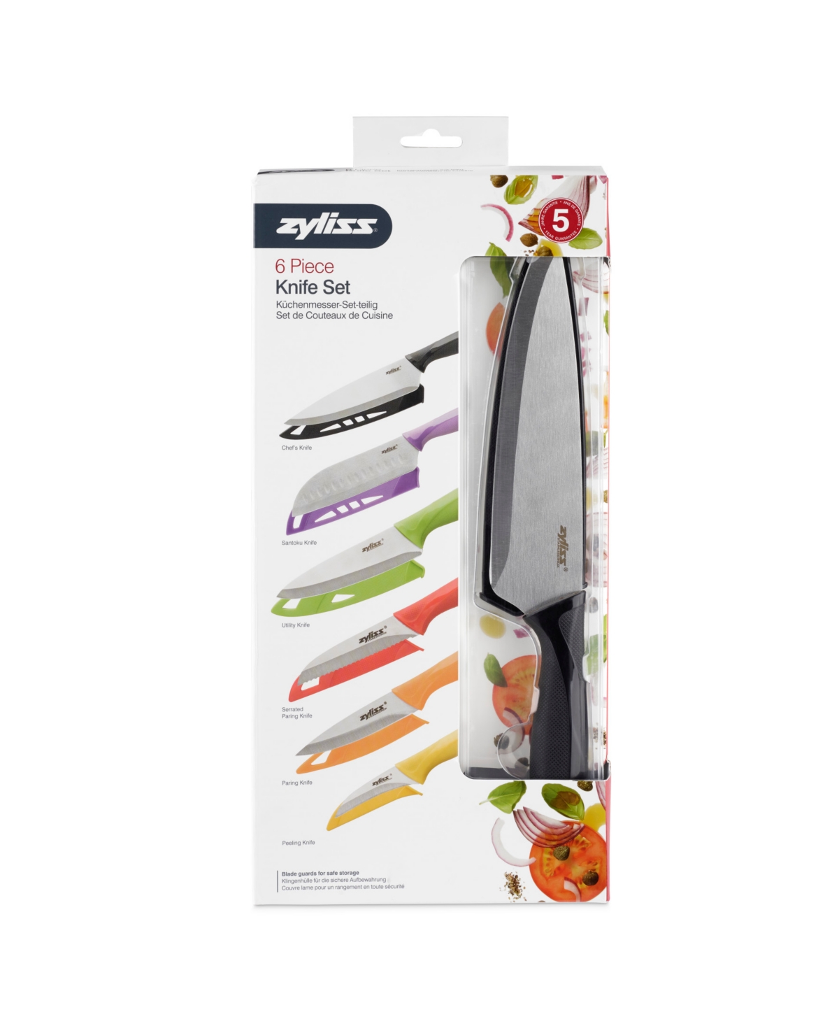 UPC 054067201443 product image for Zyliss 6 Piece Kitchen Knife Set with Sheath Covers, Stainless Steel | upcitemdb.com