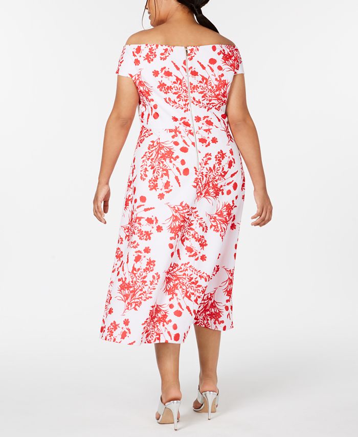 Calvin Klein Plus Size Off-The-Shoulder Midi Dress & Reviews - Dresses ...