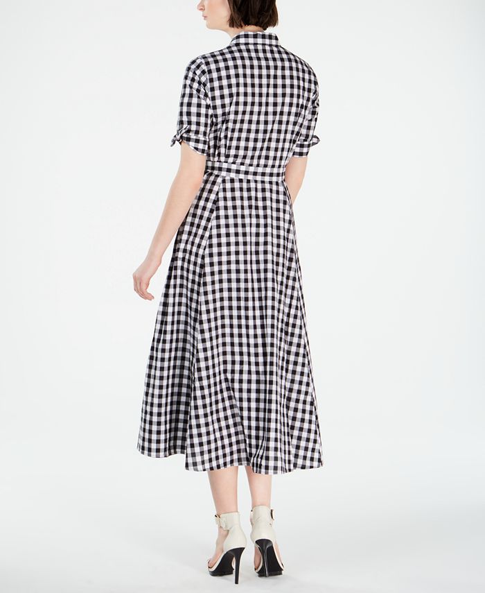 Calvin Klein Petite Gingham-Print Midi Dress - Macy's
