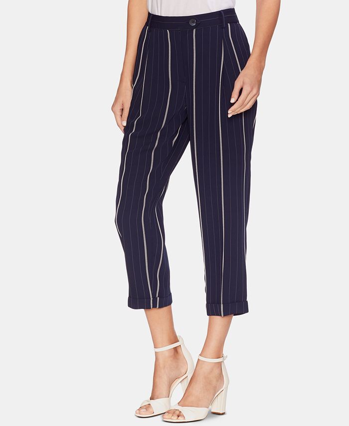 striped cuffed pants