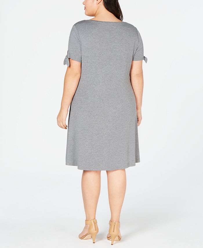 Style & Co Plus Size Tie-Sleeve Jersey Dress, Created for Macy's - Macy's