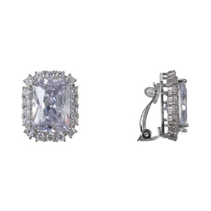image of Nina Emerald-Cut Cubic Zirconia Clip-on Earrings