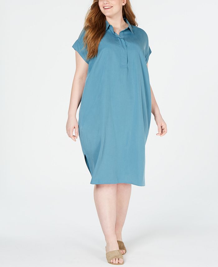 Eileen Fisher Plus Size Tencel and Recycled Polyester Shirtdress Macy s