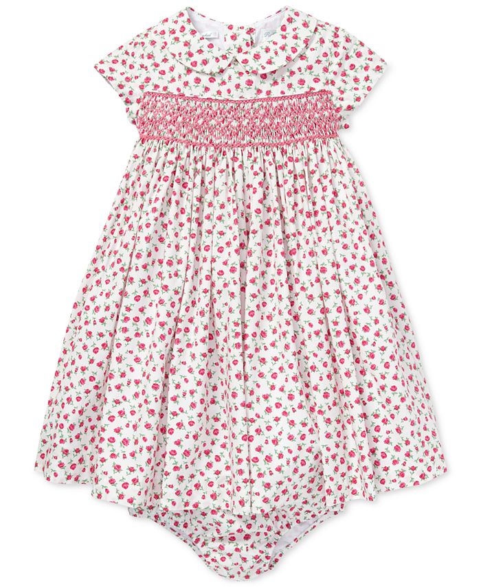 Polo Ralph Lauren Baby Girls Floral-Print Hand-Smocked Dress - Macy's