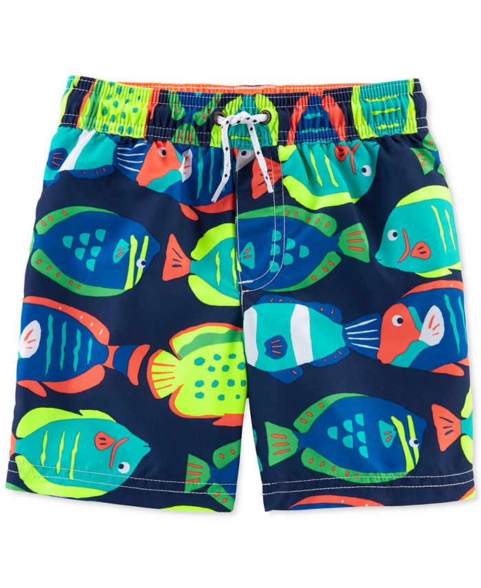 Carter's Toddler Boys Fish-Print Swim Trunks - Macy's