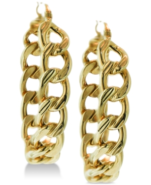 image of Chain Link Hoop Earrings in 14k Gold